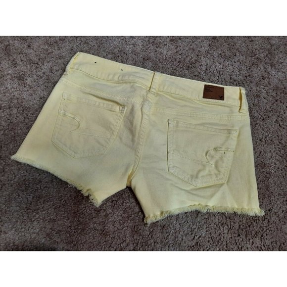 AMERICAN EAGLE 4 Yellow Cut Off Jean Shorts - Picture 6 of 12